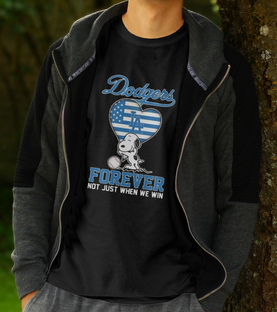 Dodgers Forever LA Snoopy Dog Heart Not Just When We Win T-Shirt