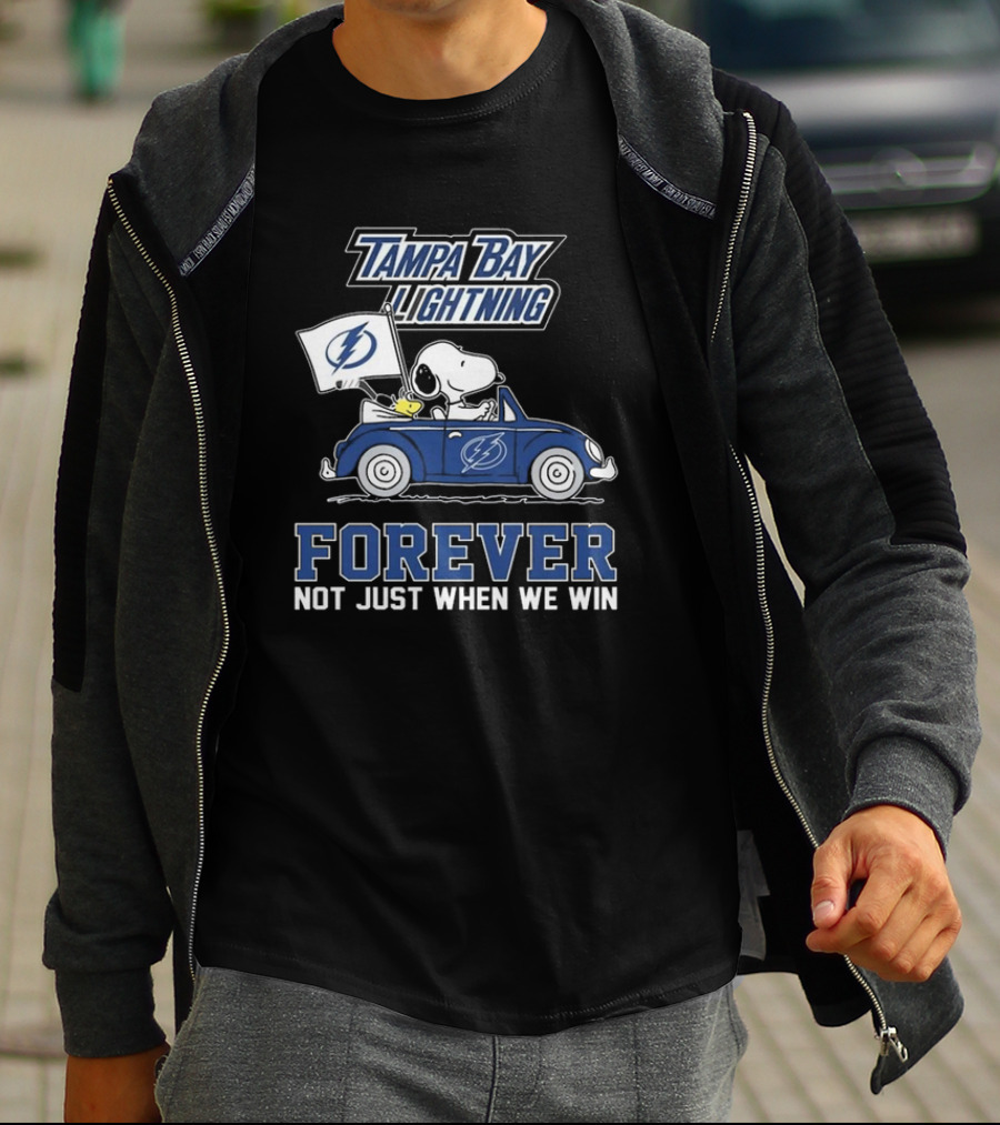 Tampa Bay Lightning Snoopy And Woodstock Driving Forever Not Just When We Win T-Shirt