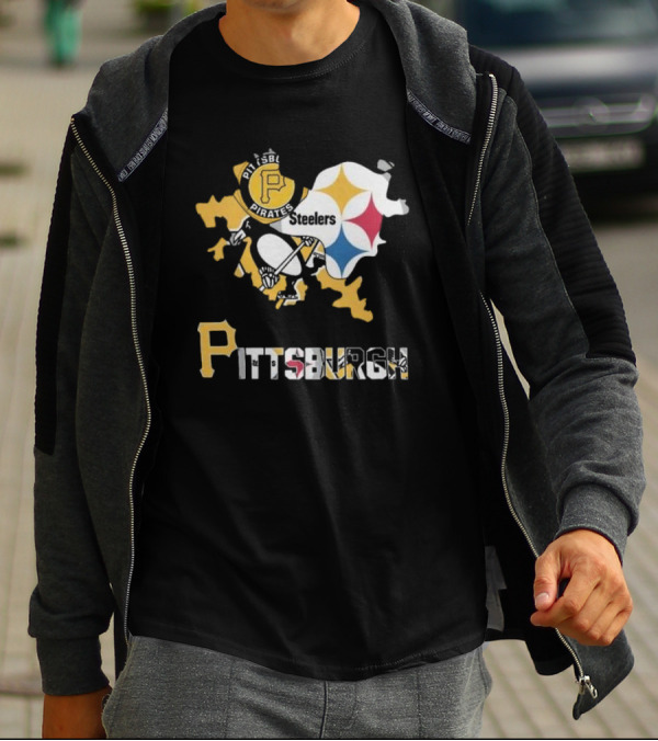 Pittsburgh Pirates Steelers Map T-Shirt
