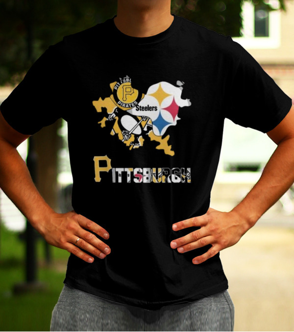 Pittsburgh Pirates Steelers Map T-Shirt