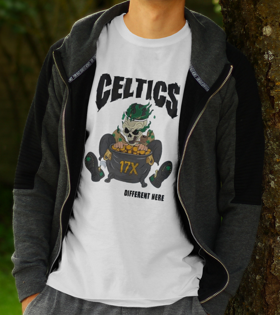 Celtics 17X Gold Skeleton不同 Here T-Shirt