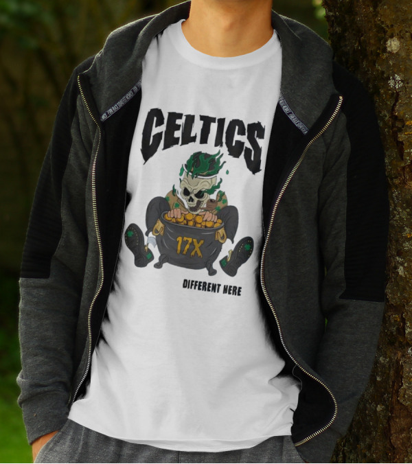 Celtics 17X Gold Skeleton不同 Here T-Shirt