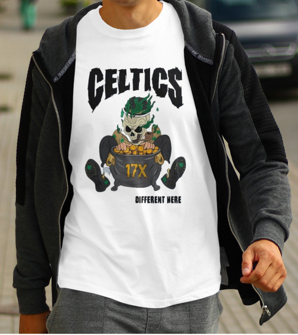 Celtics 17X Gold Skeleton不同 Here T-Shirt