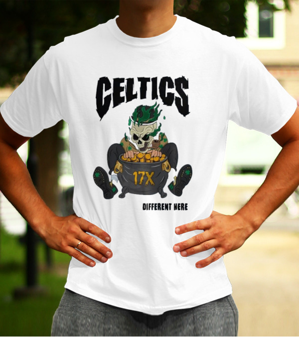 Celtics 17X Gold Skeleton不同 Here T-Shirt