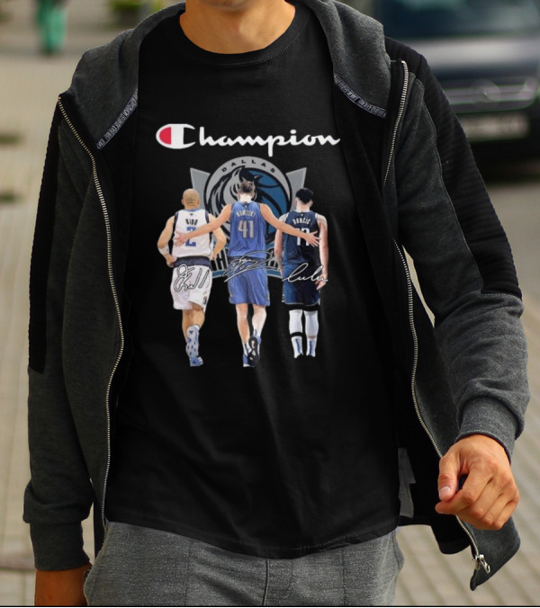 Champion Dallas Mavericks Jason Kidd Dirk Nowitzki Luka Dončić Signatures T-Shirt