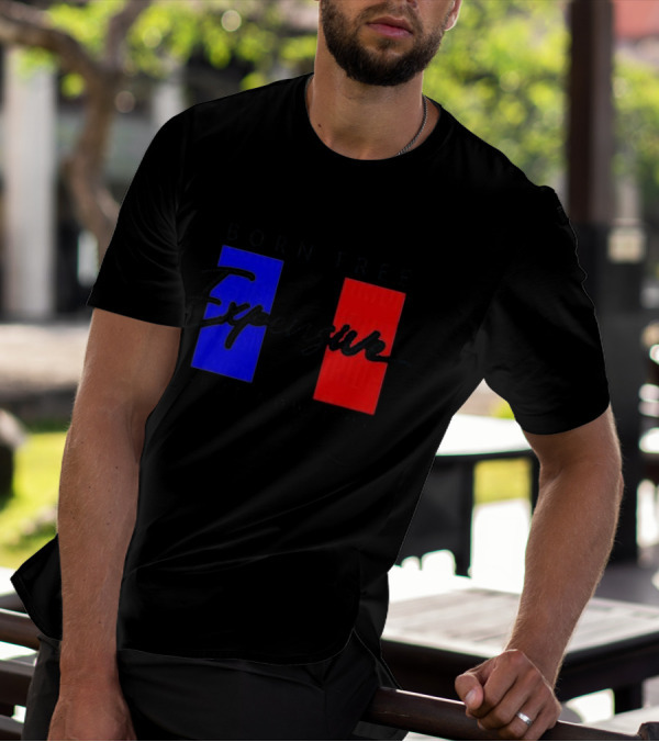 Born Free But Now I'm Expensive Red And Blue Blocks T-Shirt
