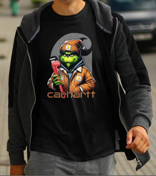 Grinch Carhartt Mechanic Holding Wrench T-Shirt
