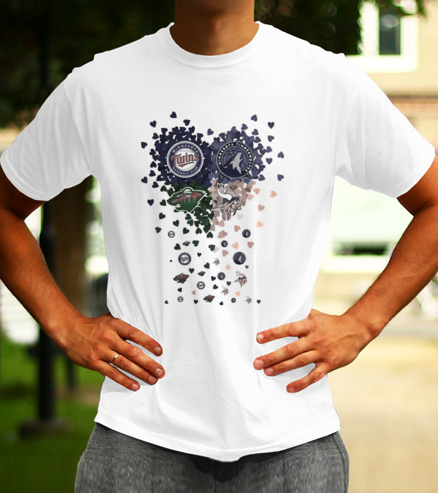 Minnesota Twins Timberwolves Vikings Wild Hearts Sports Team T-Shirt