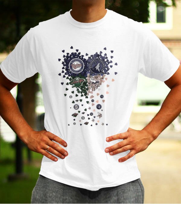 Minnesota Twins Timberwolves Vikings Wild Hearts Sports Team T-Shirt