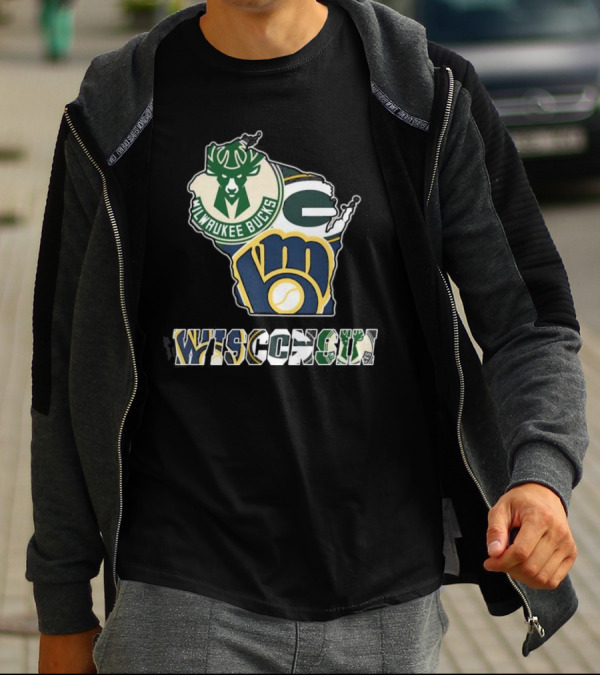 Milwaukee Bucks Green Bay Packers Milwaukee Brewers Wisconsin Team T-Shirt