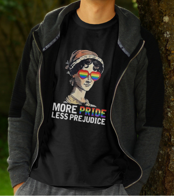 More Pride Less Prejudice Rainbow Heart Glasses T-Shirt