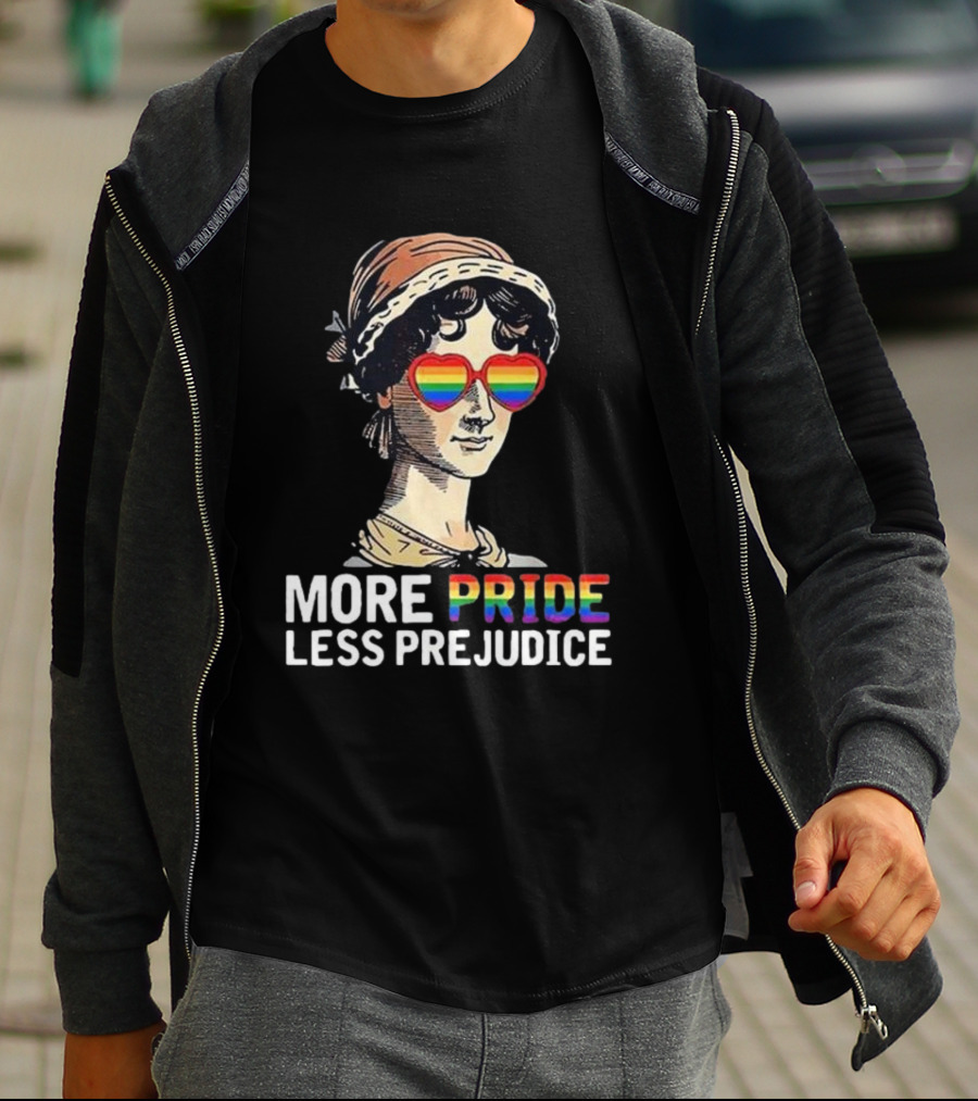 More Pride Less Prejudice Rainbow Heart Glasses T-Shirt