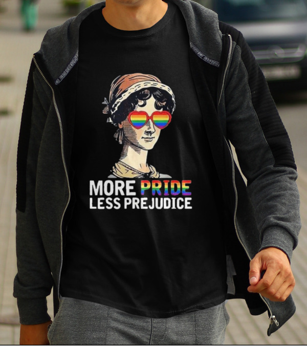 More Pride Less Prejudice Rainbow Heart Glasses T-Shirt