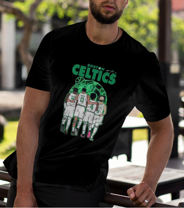 Boston Celtics Brown Tatum Holiday Derrick Signatures Basketball Players T-Shirt