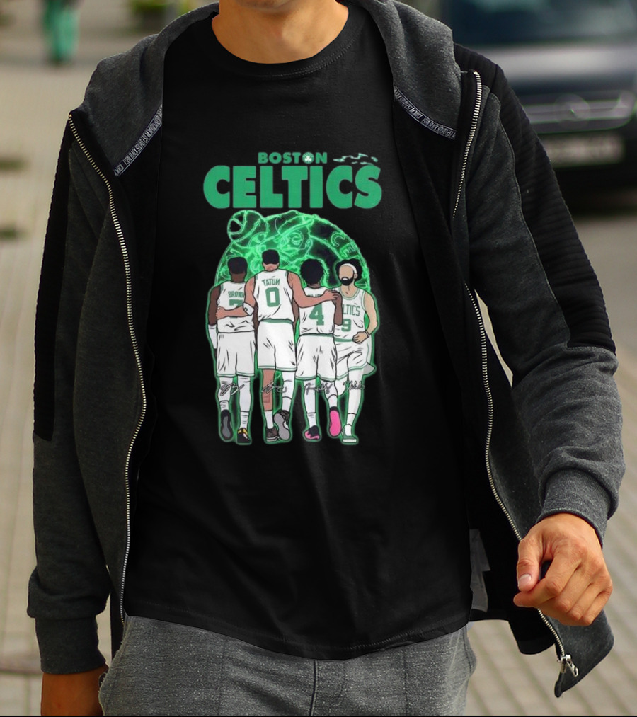 Boston Celtics Brown Tatum Holiday Derrick Signatures Basketball Players T-Shirt