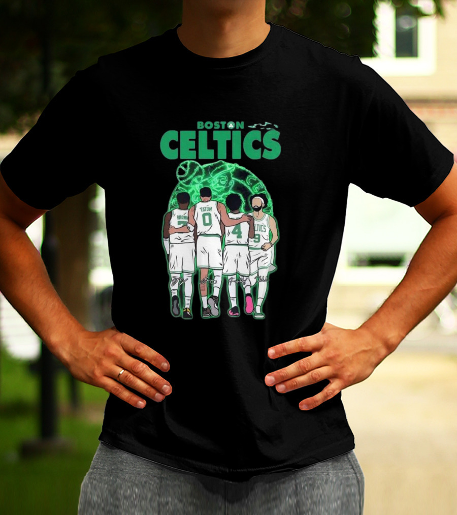Boston Celtics Brown Tatum Holiday Derrick Signatures Basketball Players T-Shirt