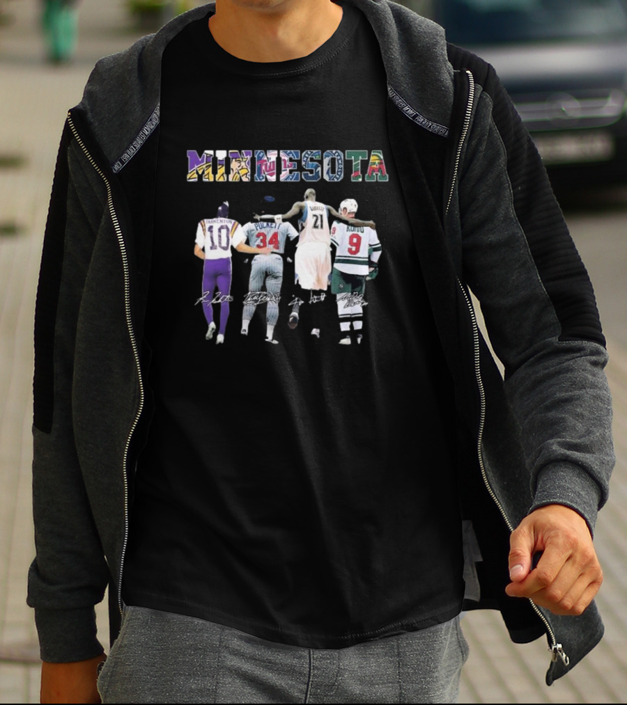 Minnesota Tarkenton Puckett Garnett Koivu Sports Legends Signatures T-Shirt