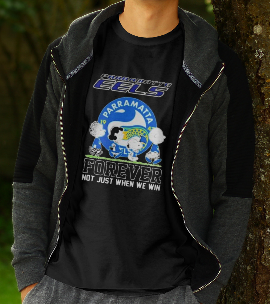 Parramatta Eels Peanuts Characters Walking Forever Not Just When We Win T-Shirt