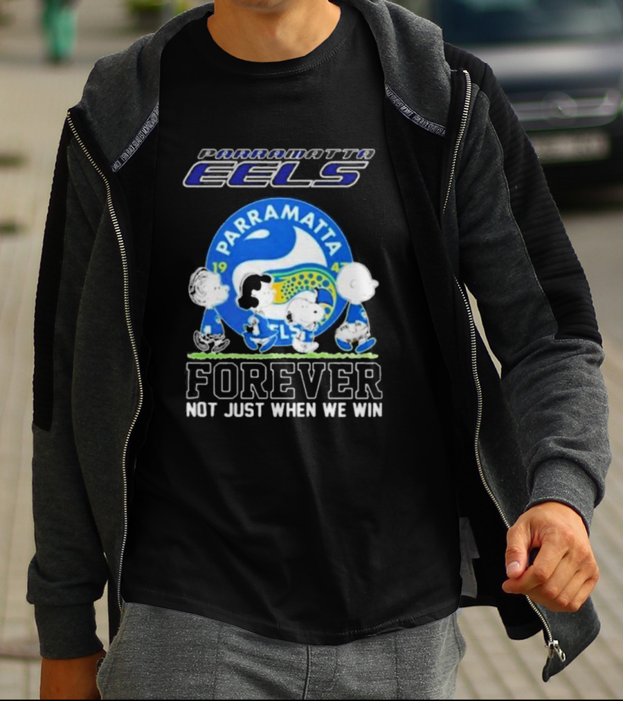 Parramatta Eels Peanuts Characters Walking Forever Not Just When We Win T-Shirt