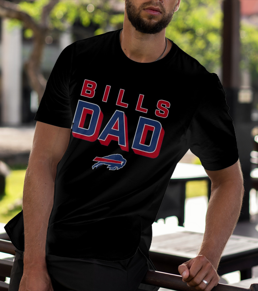 Buffalo Bills Dad Red Blue Bold Lettering T-Shirt