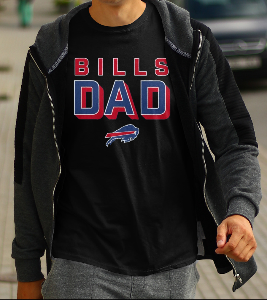 Buffalo Bills Dad Red Blue Bold Lettering T-Shirt