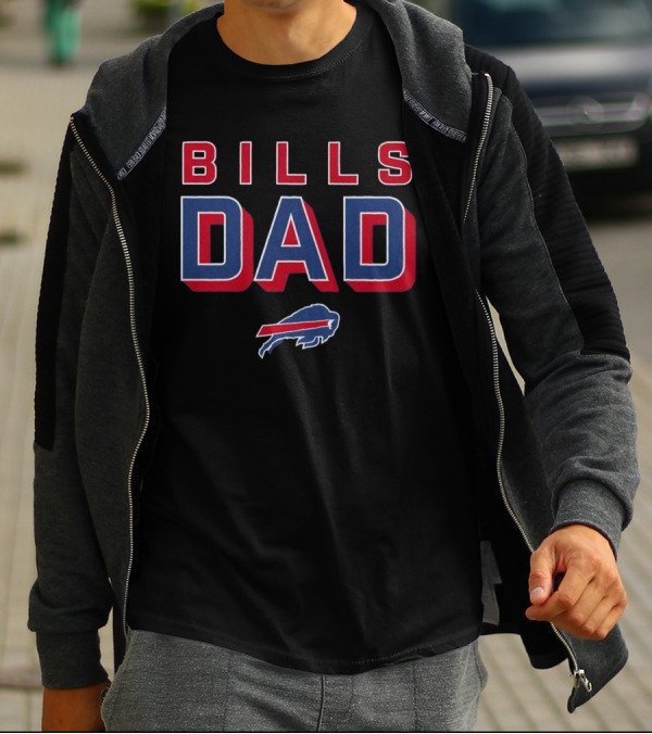 Buffalo Bills Dad Red Blue Bold Lettering T-Shirt