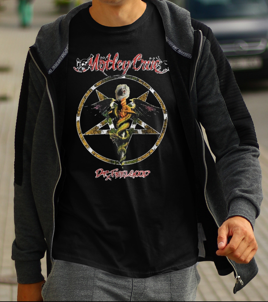 Motley Crue Dr. Feelgood Caduceus Pentagram T-Shirt