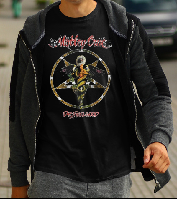 Motley Crue Dr. Feelgood Caduceus Pentagram T-Shirt