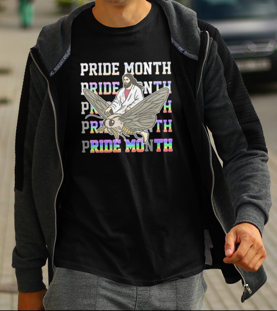 Pride Month Jesus Riding Moth T-Shirt