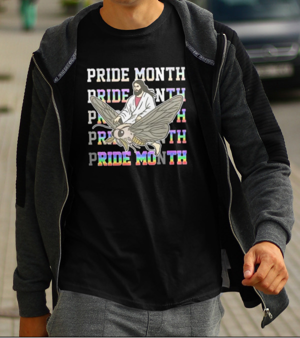 Pride Month Jesus Riding Moth T-Shirt