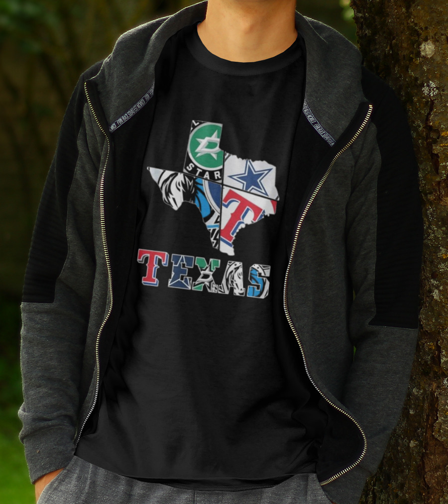Texas Sports Teams Dallas Stars Dallas Cowboys Dallas Mavericks Texas Rangers Logos T-Shirt