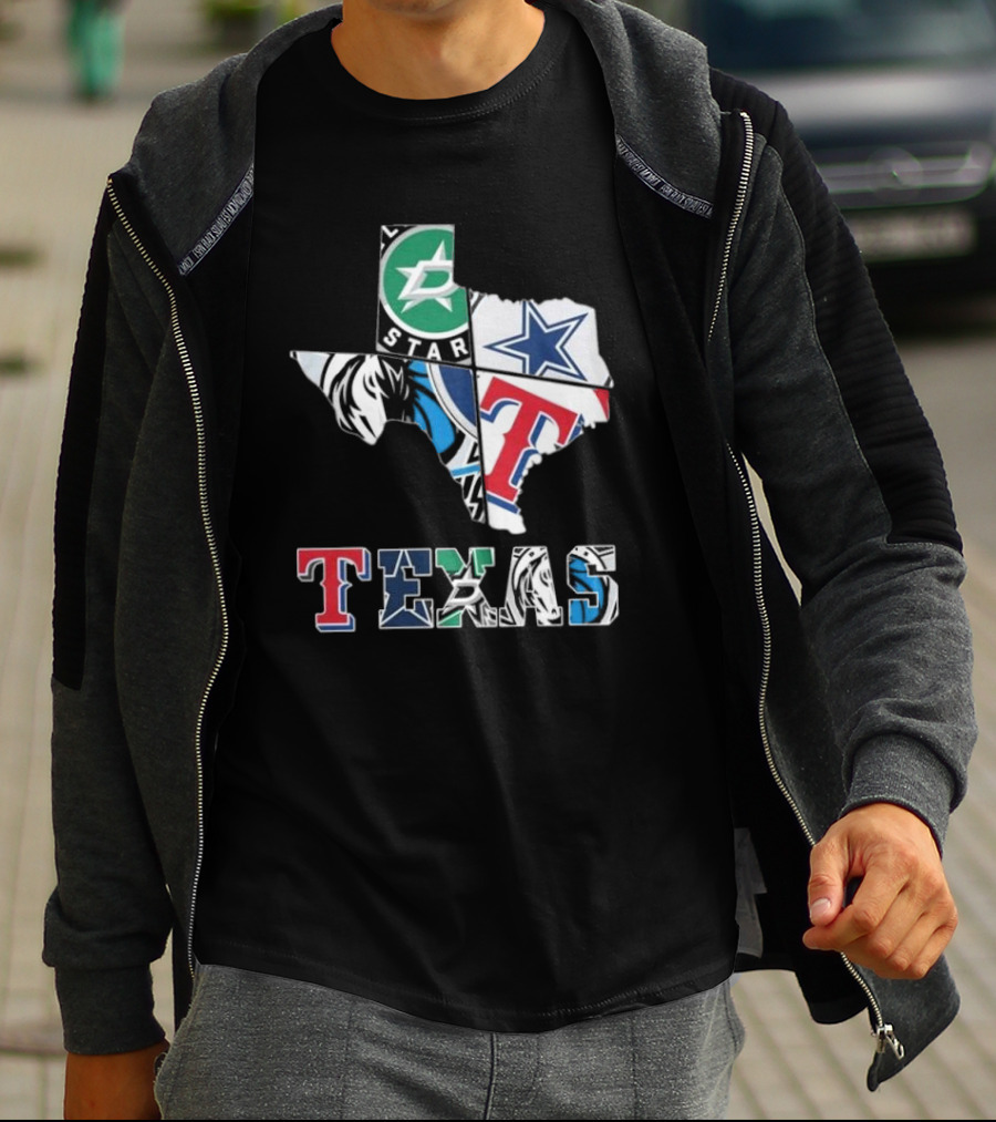 Texas Sports Teams Dallas Stars Dallas Cowboys Dallas Mavericks Texas Rangers Logos T-Shirt