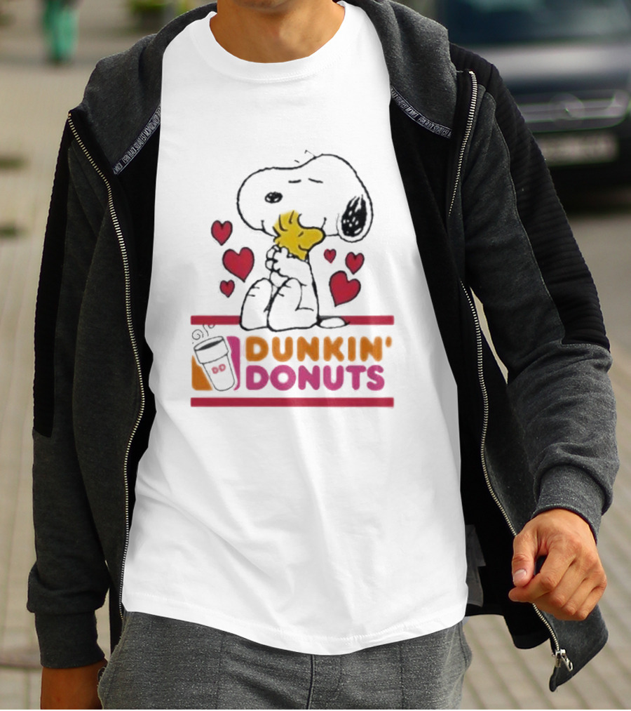 Snoopy And Woodstock With Hearts Dunkin' Donuts T-Shirt