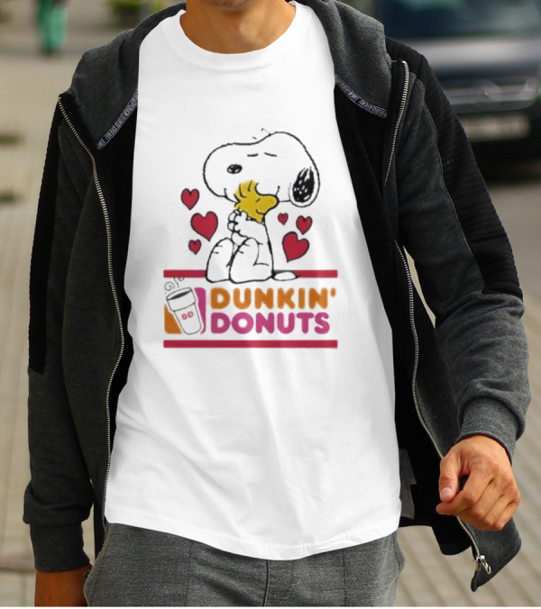 Snoopy And Woodstock With Hearts Dunkin' Donuts T-Shirt