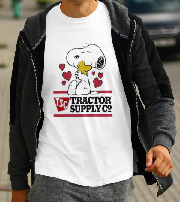 Snoopy Woodstock Hearts Tractor Supply Co Logo With TSC Emblem T-Shirt
