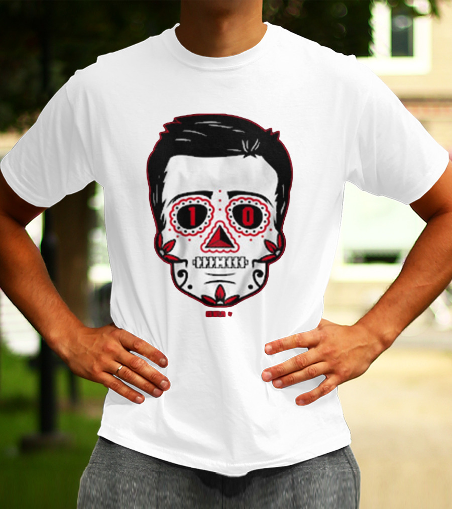 Drake Maye Sugar Skull Football Themed T-Shirt