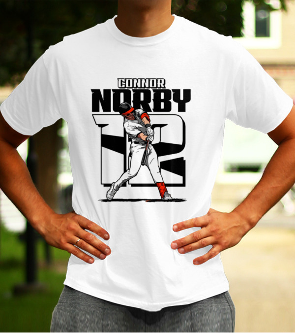 Connor Norby #12 Baseball Player Hitting Action T-Shirt