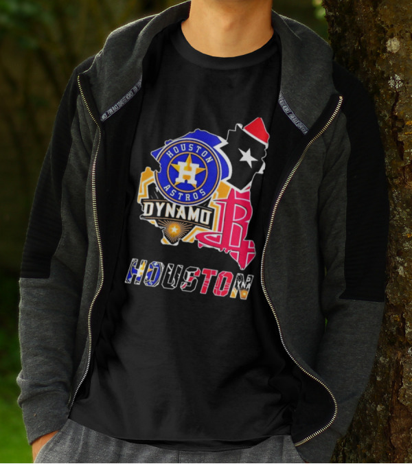 Houston Astros Dynamo Rockets Texas Map Sports Team T-Shirt