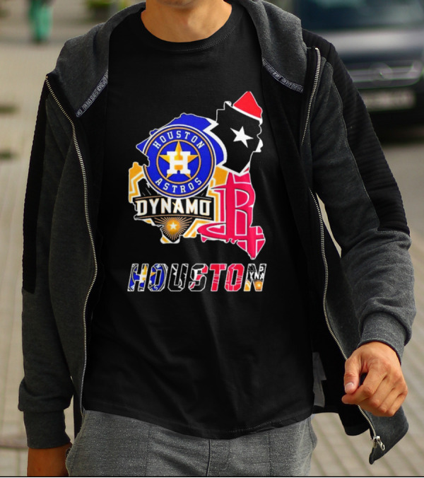 Houston Astros Dynamo Rockets Texas Map Sports Team T-Shirt