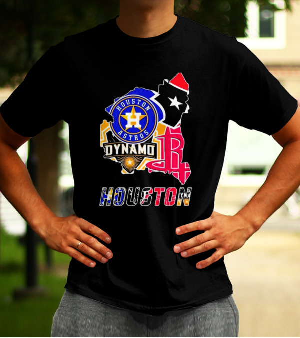 Houston Astros Dynamo Rockets Texas Map Sports Team T-Shirt