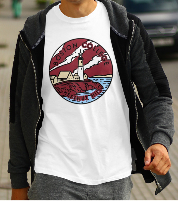 Maroon Boston College Eagles Scenic Comfort Colors Chestnut Hill Lighthouse Badge T-Shirt