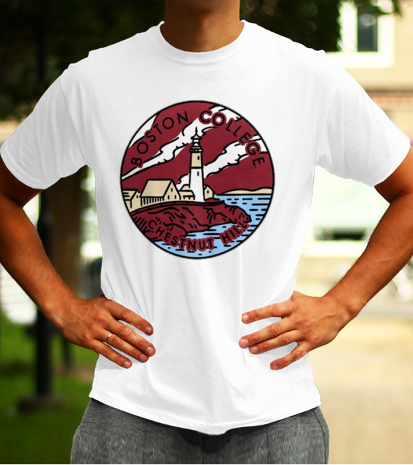 Maroon Boston College Eagles Scenic Comfort Colors Chestnut Hill Lighthouse Badge T-Shirt