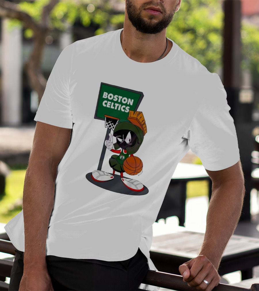 Boston Celtics Looney Tunes Marvin The Martian Basketball Hoop T-Shirt