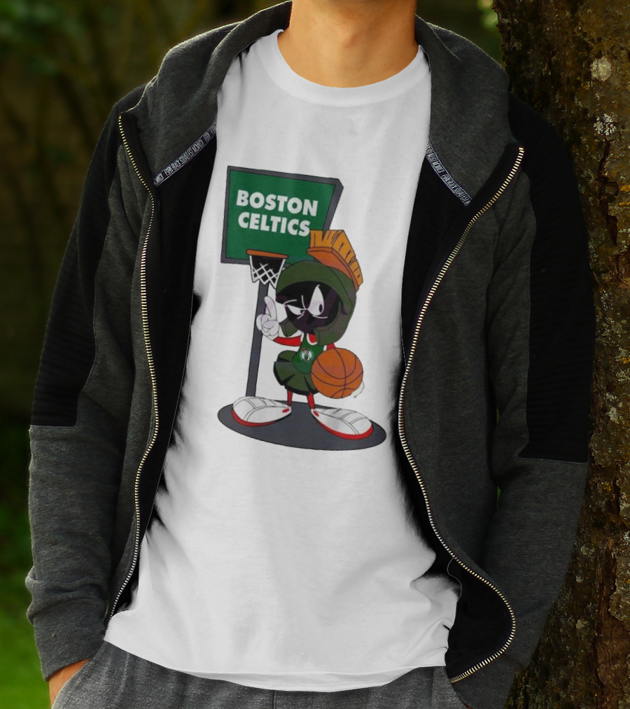Boston Celtics Looney Tunes Marvin The Martian Basketball Hoop T-Shirt