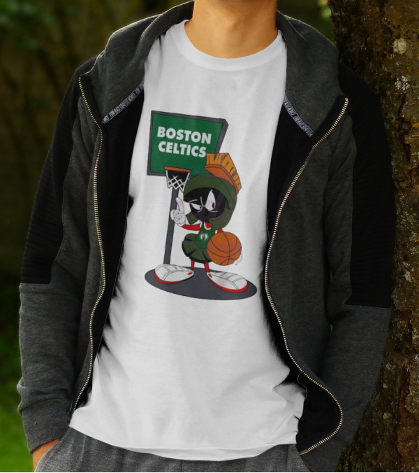 Boston Celtics Looney Tunes Marvin The Martian Basketball Hoop T-Shirt