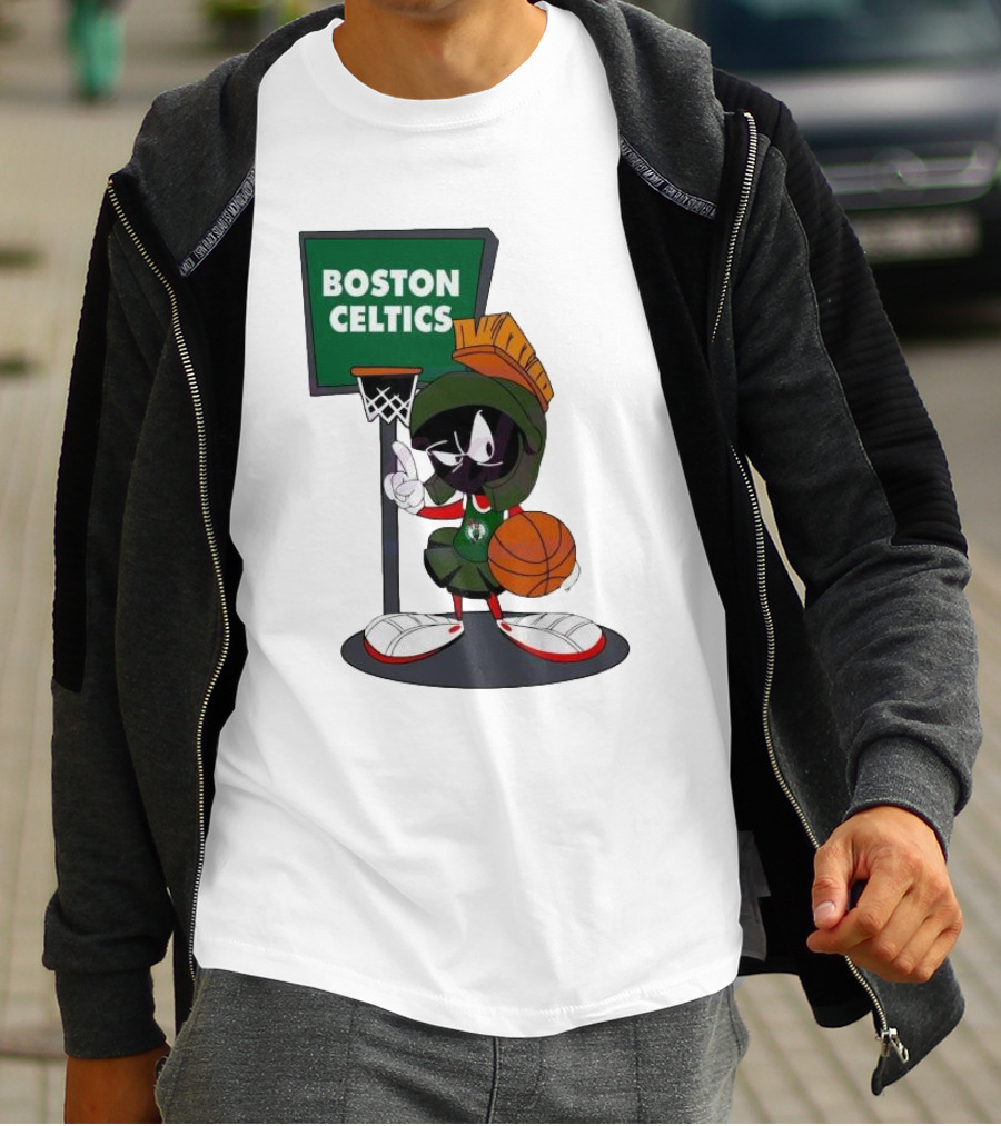 Boston Celtics Looney Tunes Marvin The Martian Basketball Hoop T-Shirt