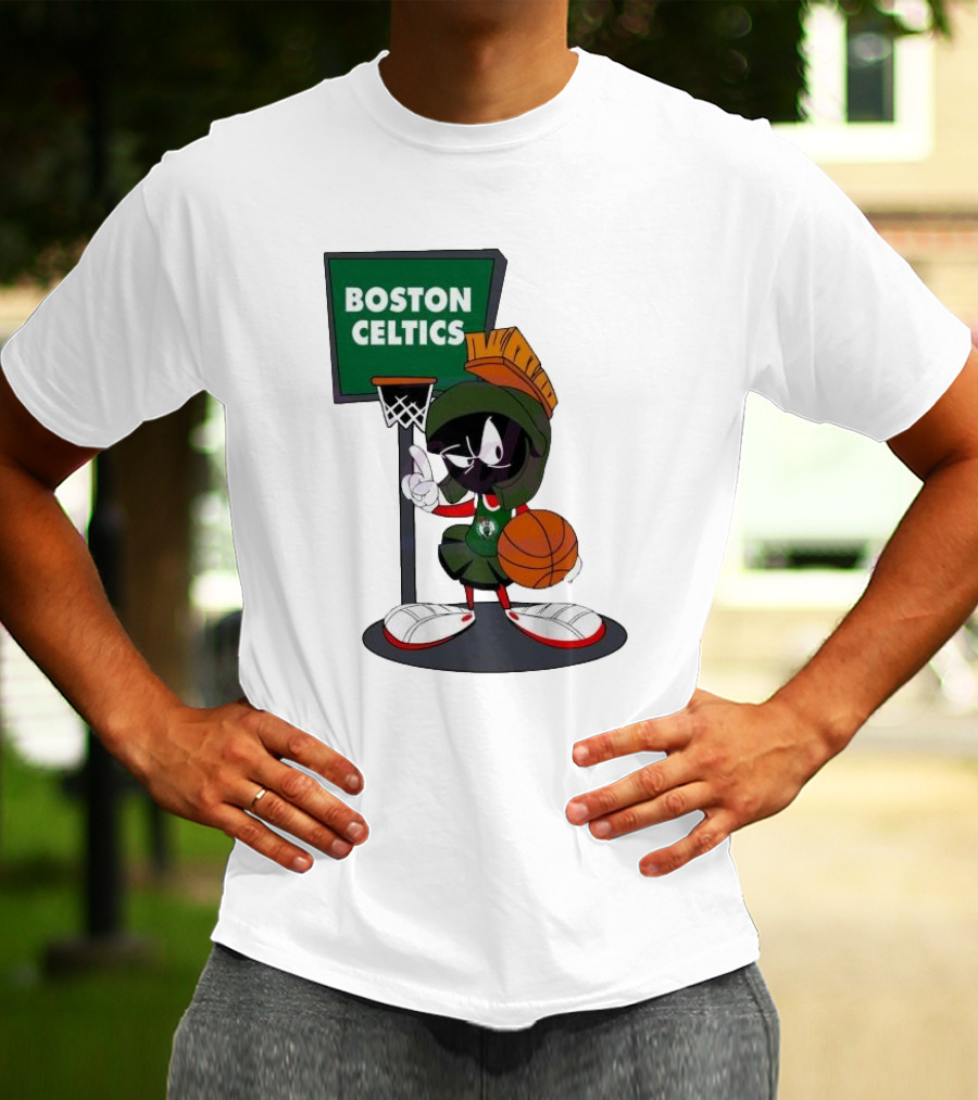 Boston Celtics Looney Tunes Marvin The Martian Basketball Hoop T-Shirt