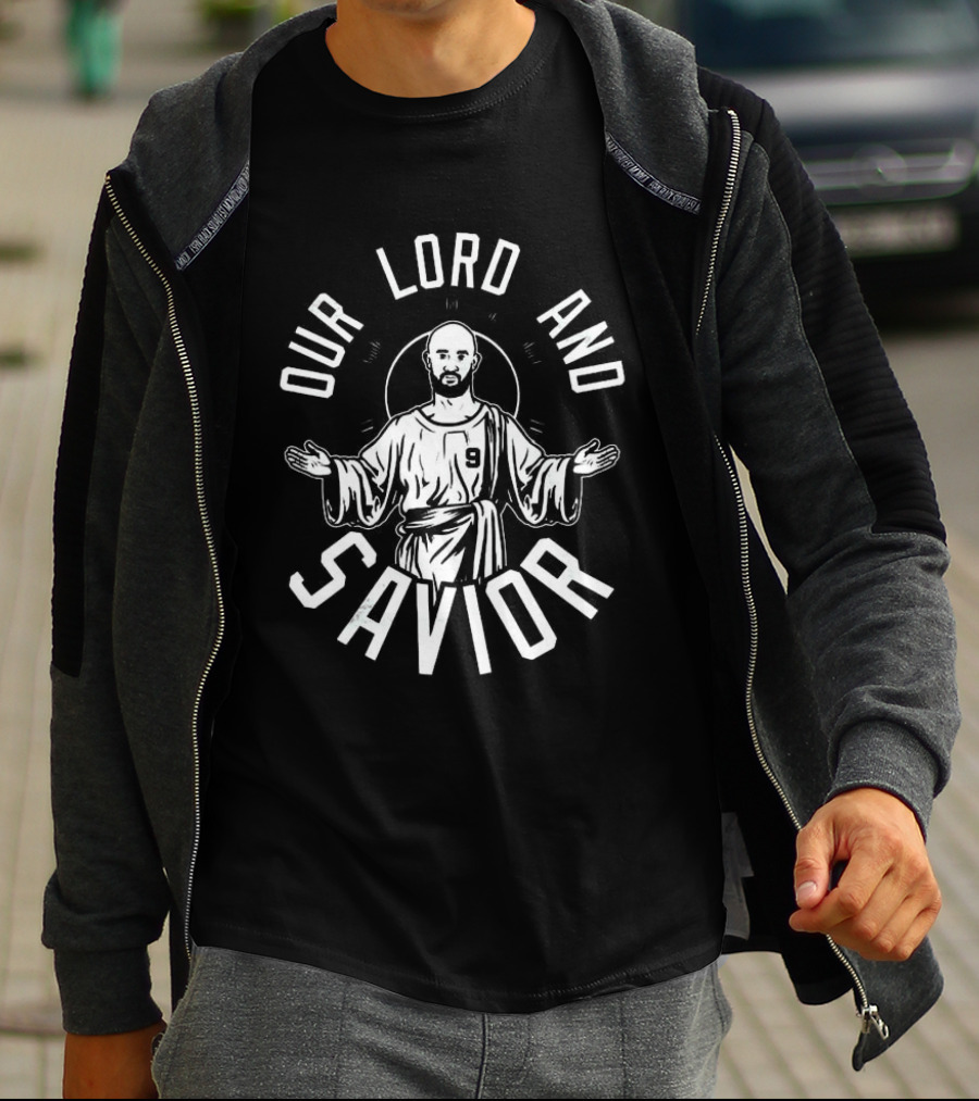 Our Lord And Savior Bald Player Number 9 Iconic Gesture T-Shirt