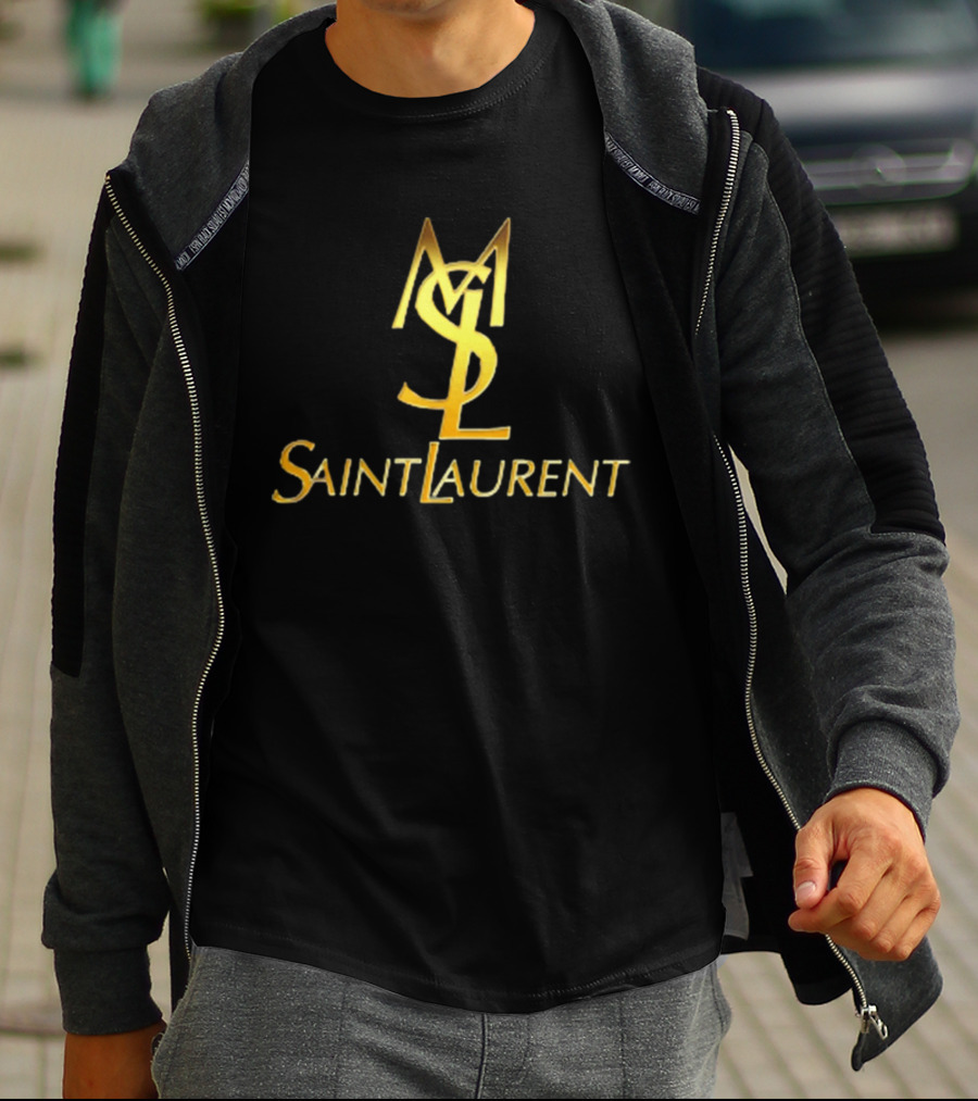 MSL Saint Laurent Gold Branding T-Shirt