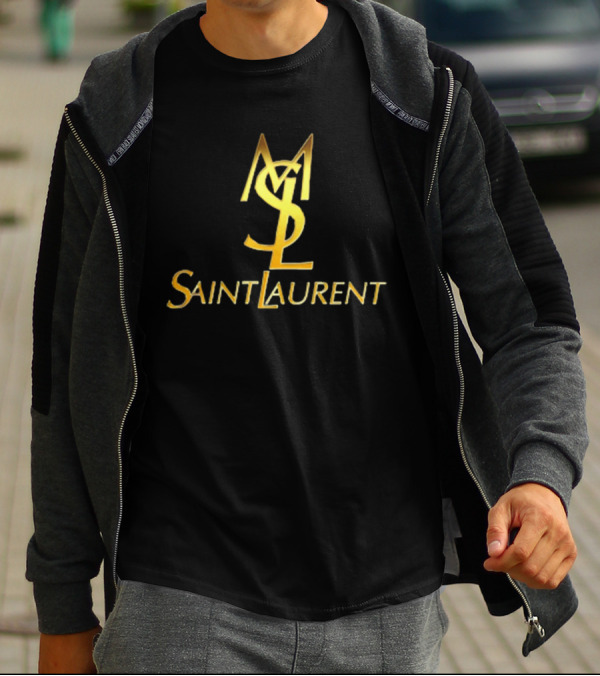 MSL Saint Laurent Gold Branding T-Shirt